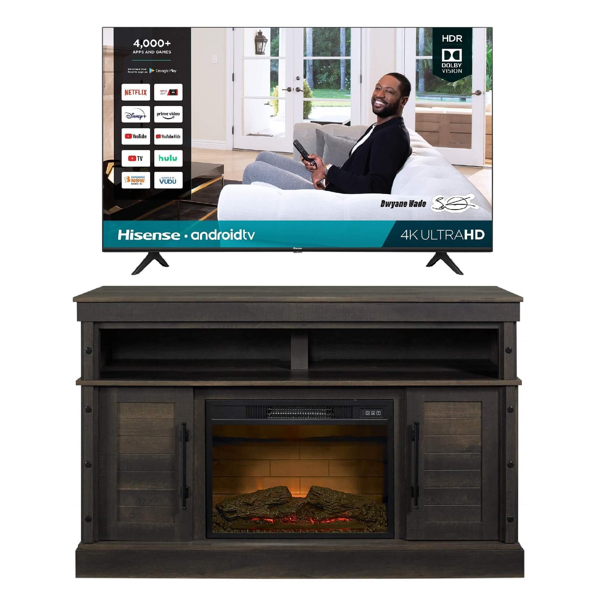 Rent to Own Hisense 55" Hisense 4K UHD Smart TV & 54" Hisense Fireplace